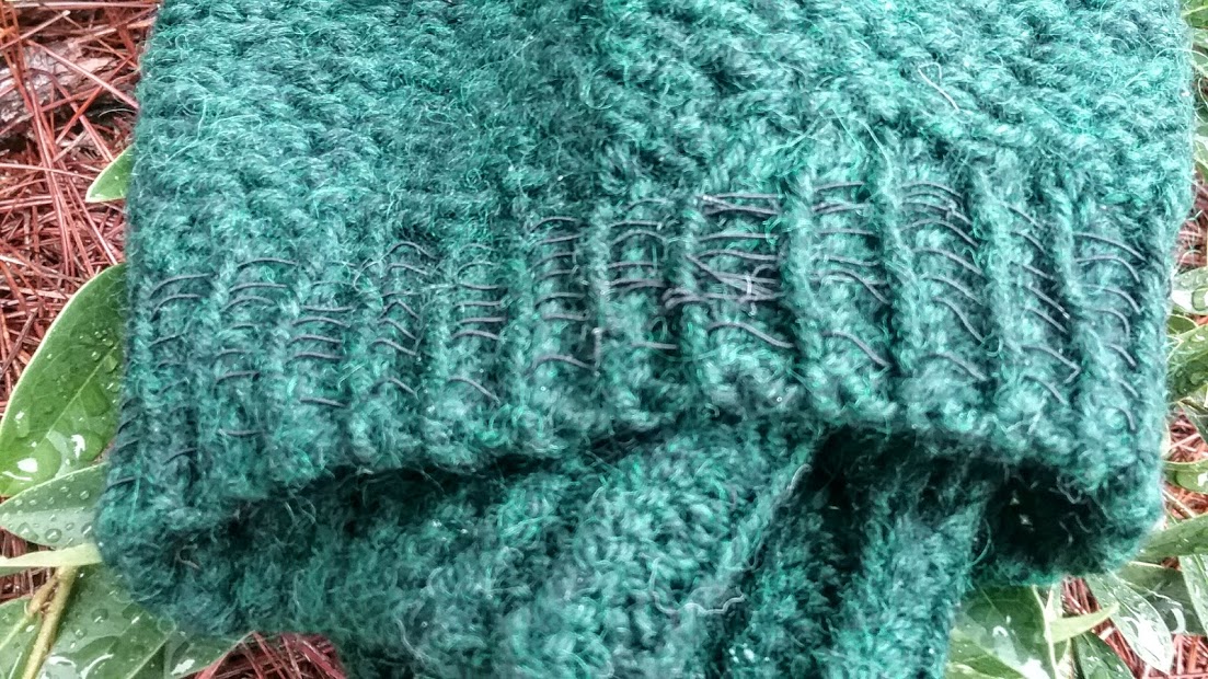 sew elastic thread into knitted brim